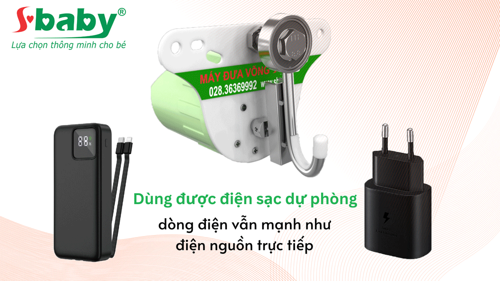 máy đưa võng dùng sạc dự phòng